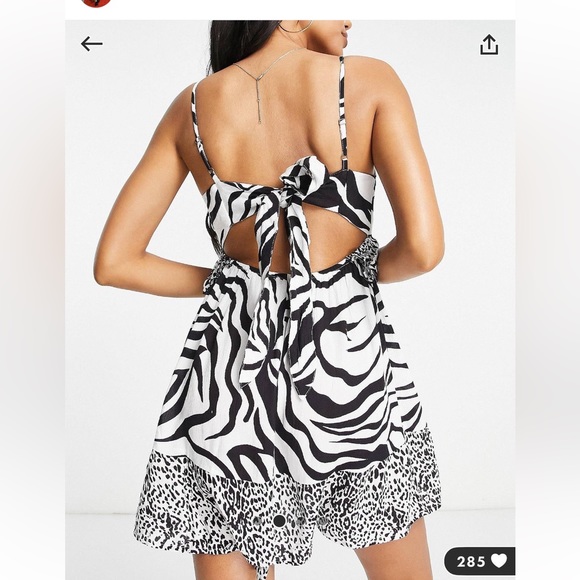 plunge frill mini beach dress in white - Picture 2 of 2